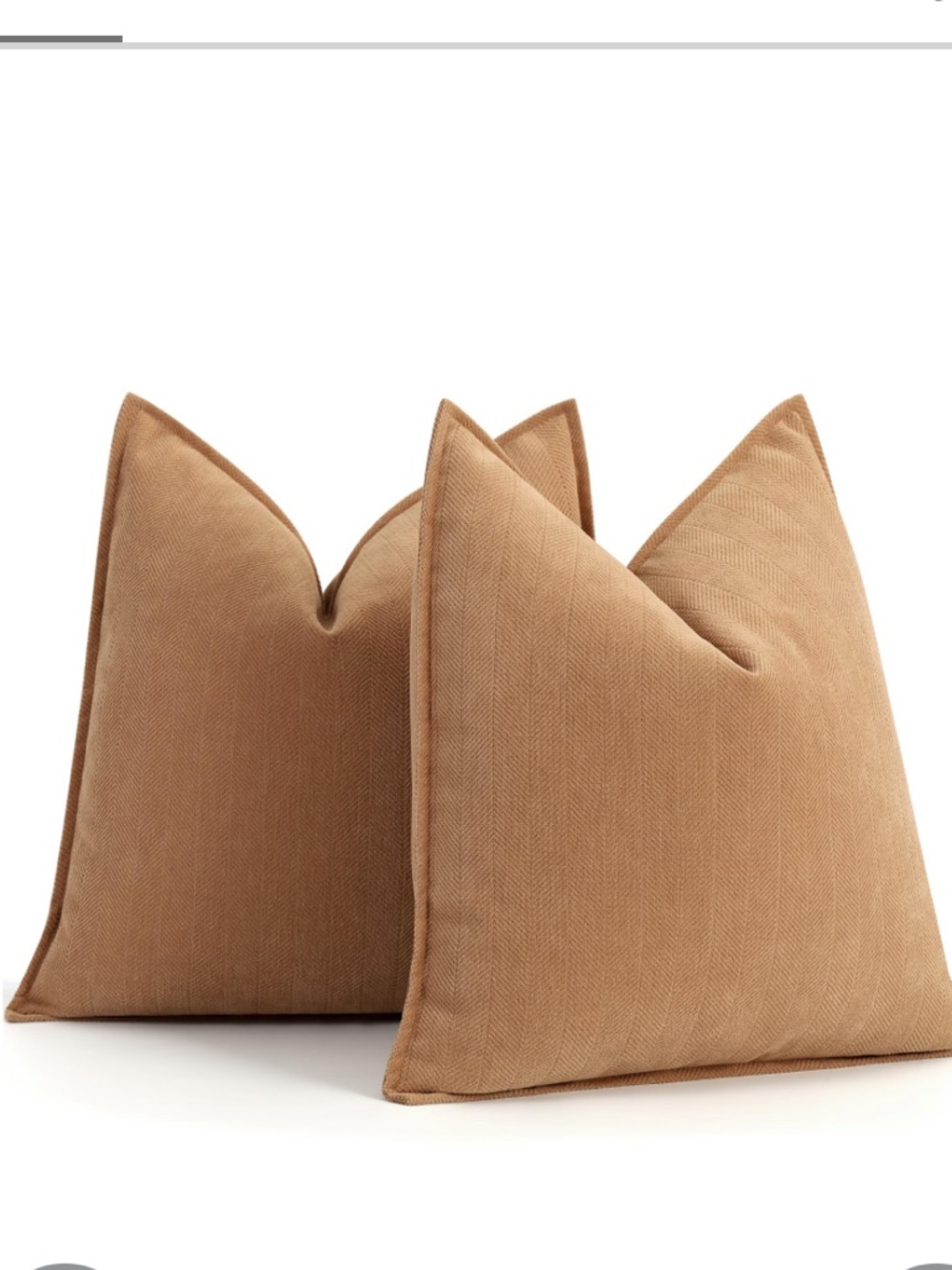 Textured Chenille Pillow Covers SQUARE 22x22” (2-pack) Camel